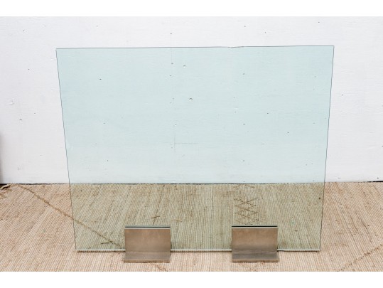 Contemporary Glass And Steel Fire Screen