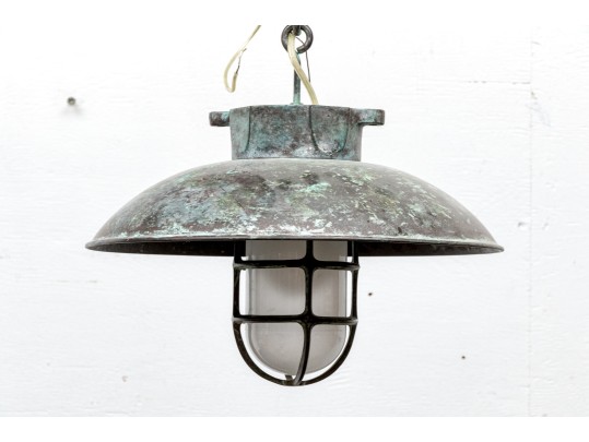 Pair Of Heavy Brass Urban Archaeology NY Nautical Pendant Lights