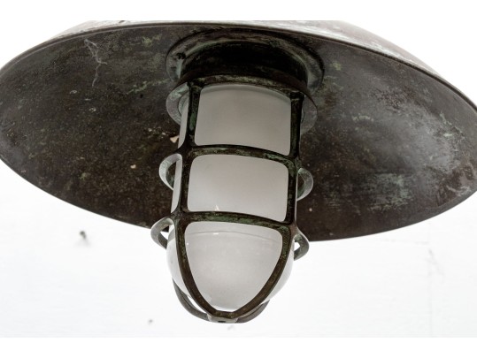 Pair Of Heavy Brass Urban Archaeology NY Nautical Pendant Lights