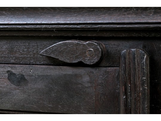 Handsome Wood And Glass Media Cabinet