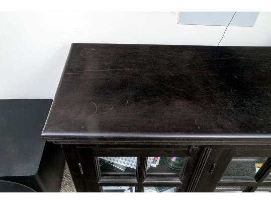 Handsome Wood And Glass Media Cabinet