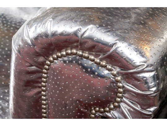 Fabulous Silver Upholstered Chesterfield Style Sofa