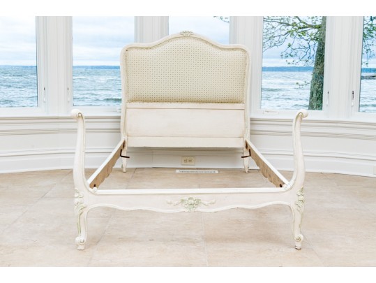 Pair Of Chic French Style Carved And Painted Twin Bed Frames, Ca. 1920