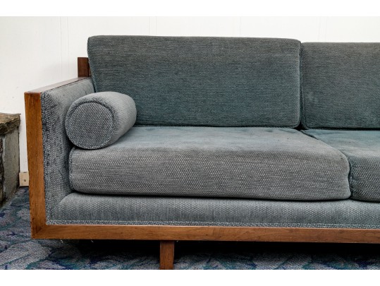 Vintage Wood Framed Upholstered Sofa