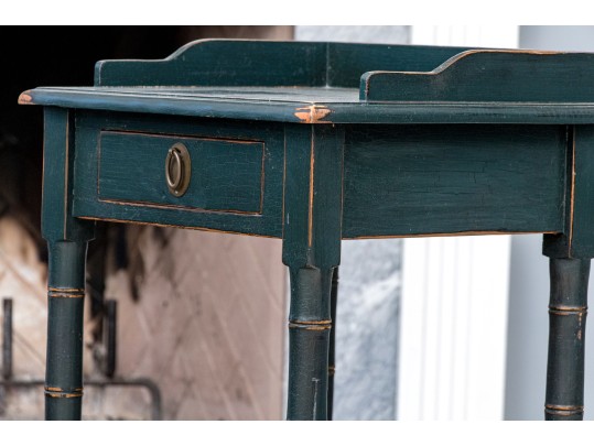 Chic Pair Of Chinoisserie Faux Bamboo Carved Side Tables
