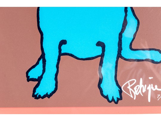 George Rodrigue (American [LA], 1944-2013) Ltd. Ed. Silkscreen On Paper, Blue Dogs And Cow Skull