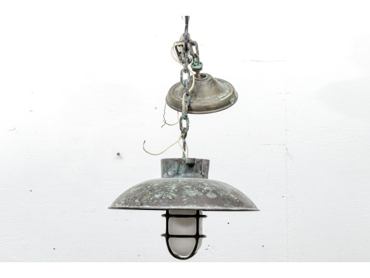 Pair Of Heavy Brass Urban Archaeology NY Nautical Pendant Lights