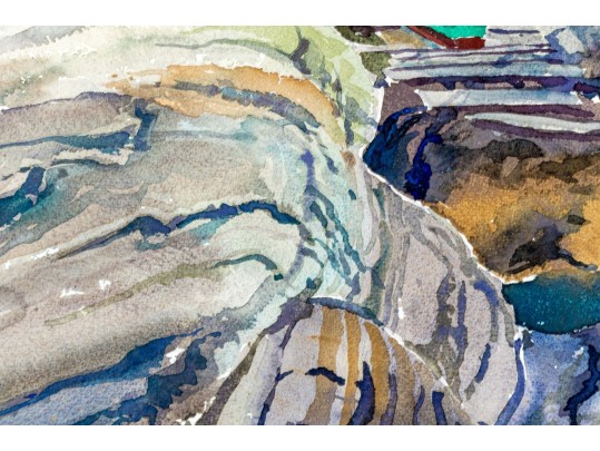 William L. Drake (1929-2019) Watercolor On Paper - Shoreline Landscape