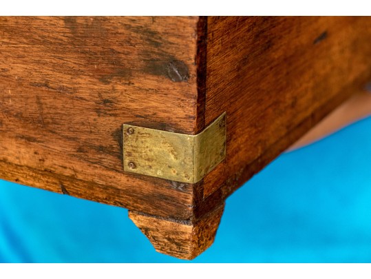 Antique Campaign Style Brass Mounted Footed Chest