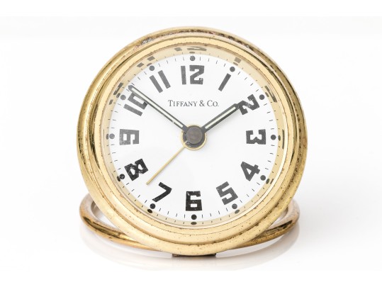 Tiffany & Co. Round Gold Tone Travel Alarm Clock