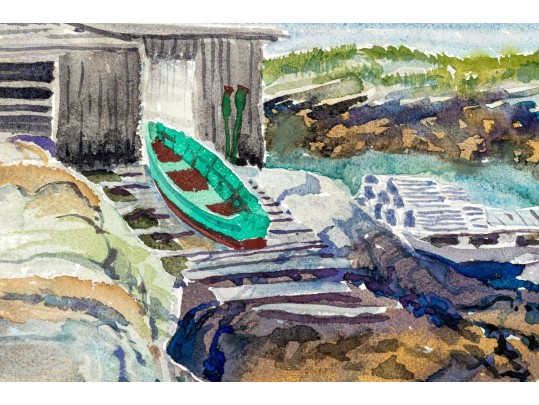 William L. Drake (1929-2019) Watercolor On Paper - Shoreline Landscape