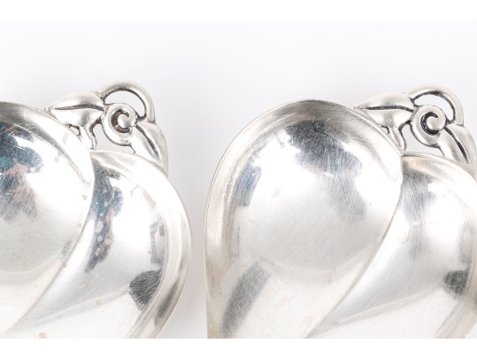 Pair Of Vintage Tiffany Makers Sterling Silver Peach Fruit Shaped Pin Dishes   2.40 Troy Ozs. 