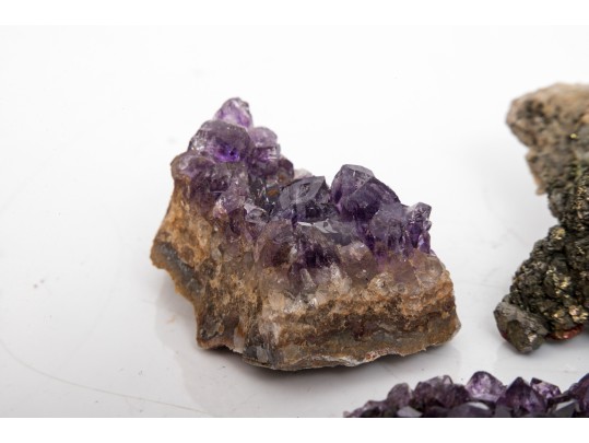 Amethyst With Chalcopyrite And Calcite Samples, 0.25 Lbs.