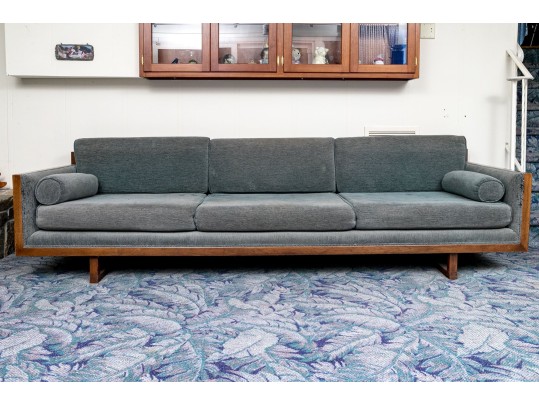 Vintage Wood Framed Upholstered Sofa