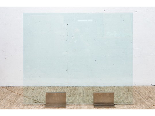 Contemporary Glass And Steel Fire Screen
