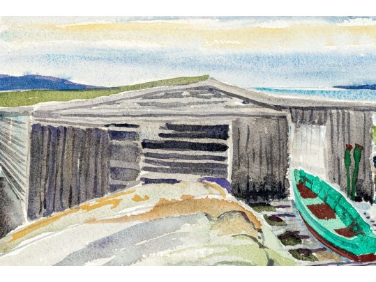 William L. Drake (1929-2019) Watercolor On Paper - Shoreline Landscape