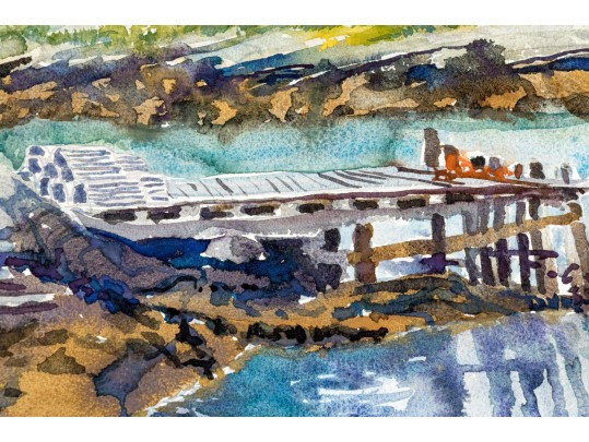 William L. Drake (1929-2019) Watercolor On Paper - Shoreline Landscape