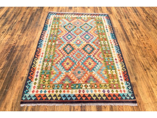 Hand Woven Wool Pakistan Kazak Carpet, 4' X 6'-4