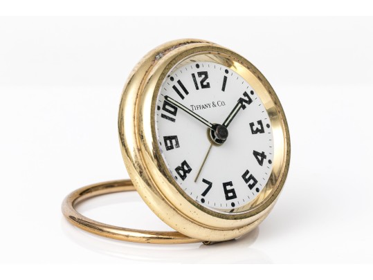 Tiffany & Co. Round Gold Tone Travel Alarm Clock