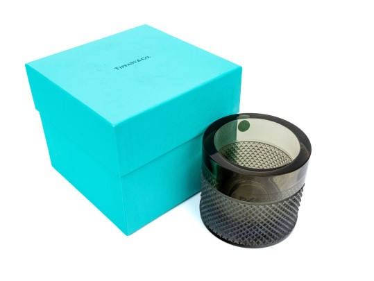 Tiffany & Co. Candle Holder In Smoky Crystal, Boxed
