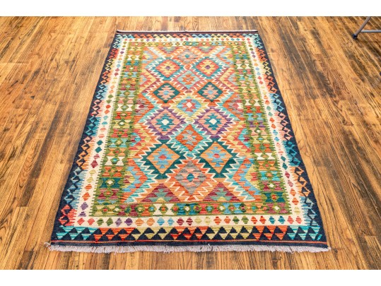 Hand Woven Wool Pakistan Kazak Carpet, 4' X 6'-4