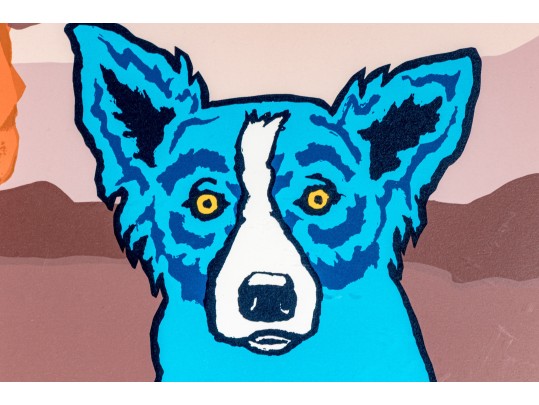 George Rodrigue (American [LA], 1944-2013) Ltd. Ed. Silkscreen On Paper, Blue Dogs And Cow Skull