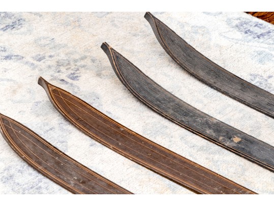 Two Pairs Of Vintage Wooden Downhill Skis