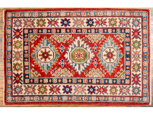 Hand-Knotted Pakistan Kazak Wool Scatter Rug, 2' X 3', New