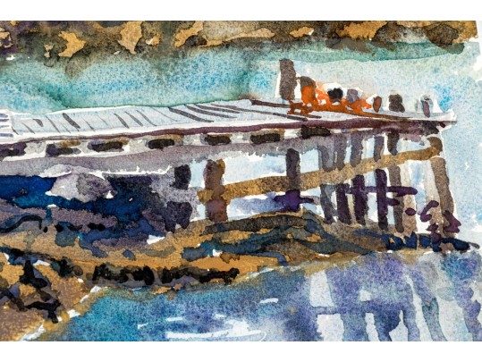 William L. Drake (1929-2019) Watercolor On Paper - Shoreline Landscape