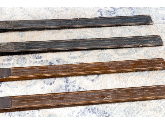 Two Pairs Of Vintage Wooden Downhill Skis