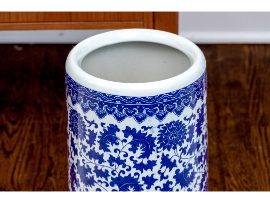 Chinese Blue And White Umbrella Stand, 20th C. 