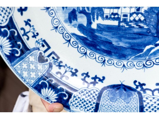 Chinese Export Blue Willow Porcelain Charger, 20th C.