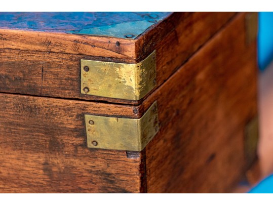 Antique Campaign Style Brass Mounted Footed Chest