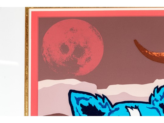George Rodrigue (American [LA], 1944-2013) Ltd. Ed. Silkscreen On Paper, Blue Dogs And Cow Skull