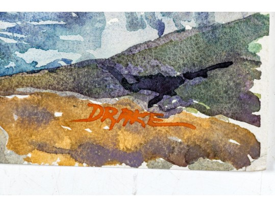 William L. Drake (1929-2019) Watercolor On Paper - Shoreline Landscape