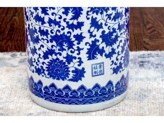 Chinese Blue And White Umbrella Stand, 20th C. 