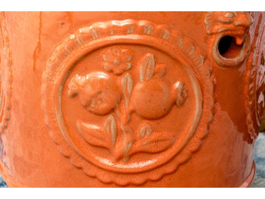 Vibrant Orange Pair Of Chinese Ceramic Garden Stools