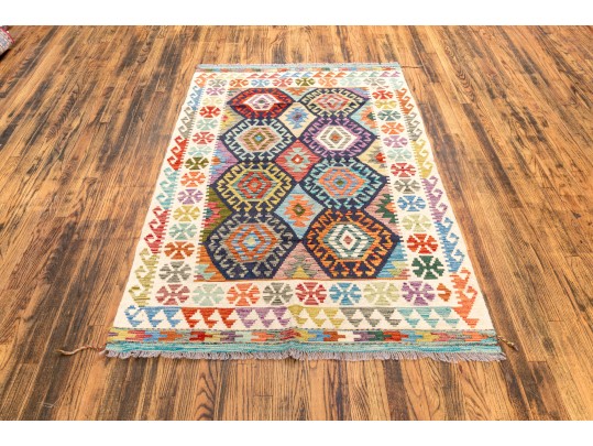Hand Woven Wool Pakistan Kazak Carpet, 4' X 6', New