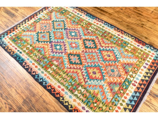 Hand Woven Wool Pakistan Kazak Carpet, 4' X 6'-4