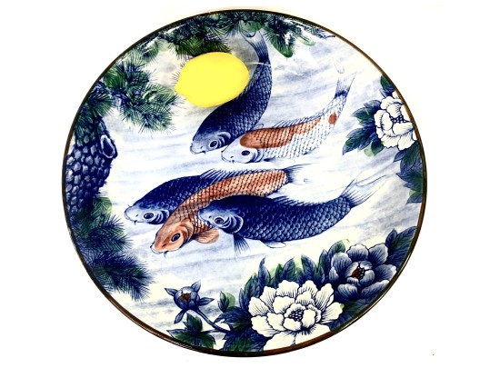 Large Japanese Sun Ceramics Toyo Koi Fish Ceramic Bowl