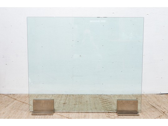 Contemporary Glass And Steel Fire Screen