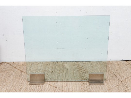Contemporary Glass And Steel Fire Screen
