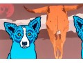 George Rodrigue (American [LA], 1944-2013) Ltd. Ed. Silkscreen On Paper, Blue Dogs And Cow Skull