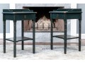 Chic Pair Of Chinoisserie Faux Bamboo Carved Side Tables
