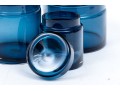 Suite Of Three Crate & Barrel Hand-Made Azure Glass Lidded Canisters