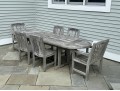 Smith And Hawken Teak Trestle Dining Table With Six Teak Dining Chairs