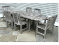 Smith And Hawken Teak Trestle Dining Table With Six Teak Dining Chairs