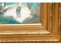 E. Veret Signed Oil On Canvas, Ship Docked In A Harbor