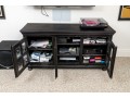 Handsome Wood And Glass Media Cabinet