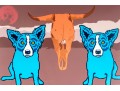 George Rodrigue (American [LA], 1944-2013) Ltd. Ed. Silkscreen On Paper, Blue Dogs And Cow Skull